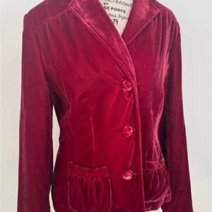Cranberry Red Velvet Blazer
